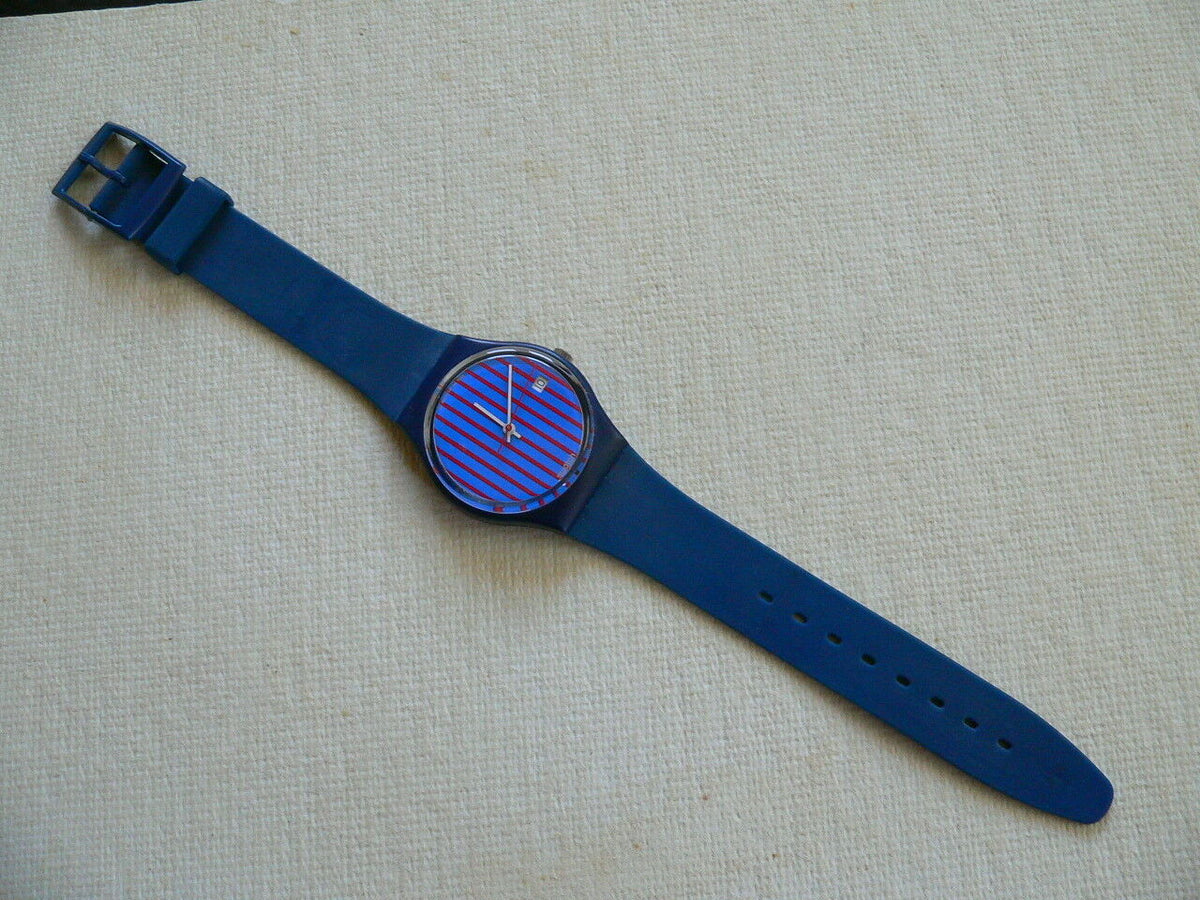 Swatch Watch - GI400 - BLUE NOTE 1987 Vintage Swatch Watch Gents Quartz GI-400 BLUE NOTE Free  main image 4