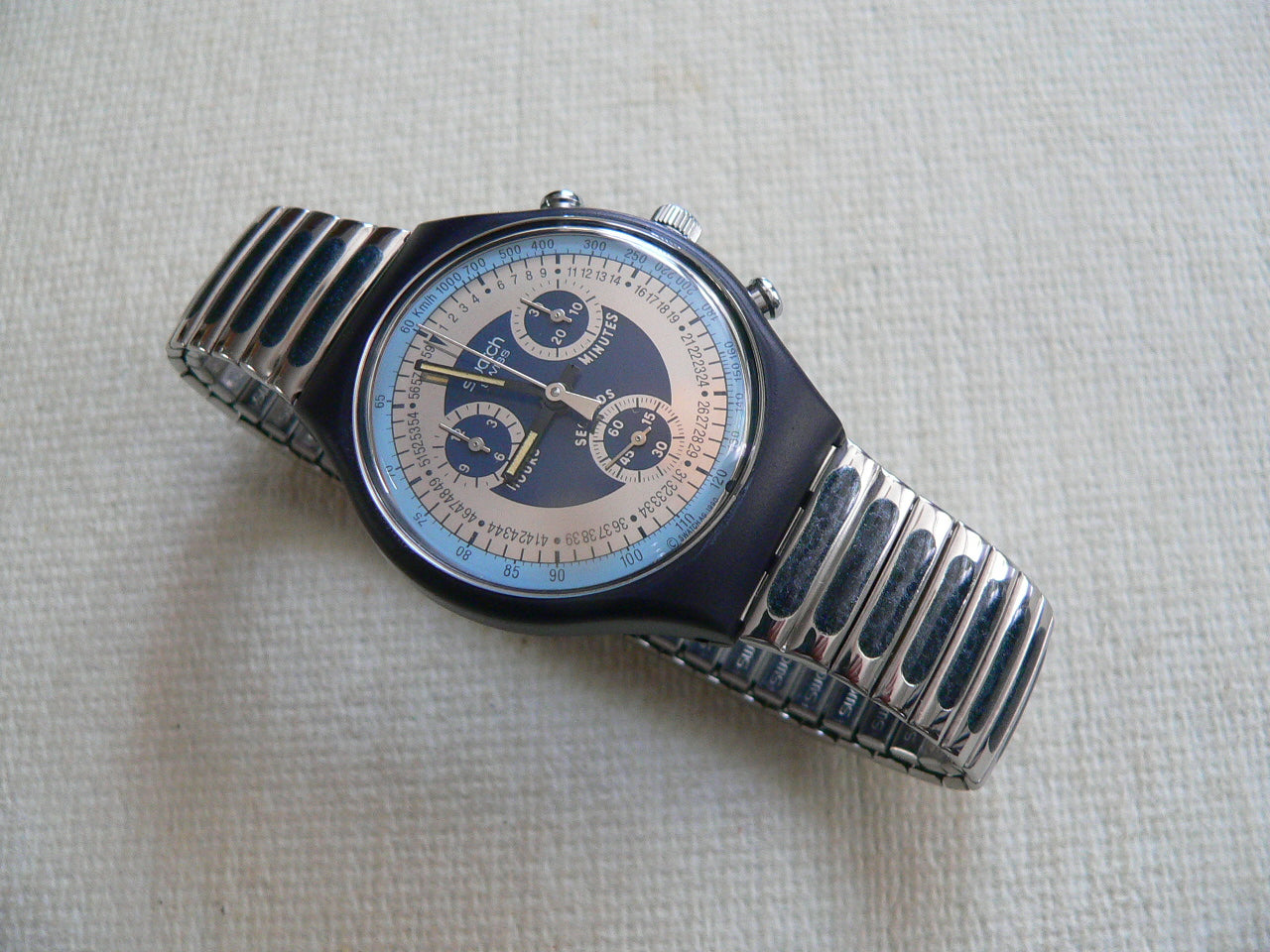 Swatch Watch 1991 Silver Star Chronograph Classic New In Box