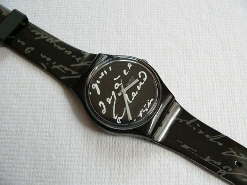 White Writing GB165 Swatch Watch