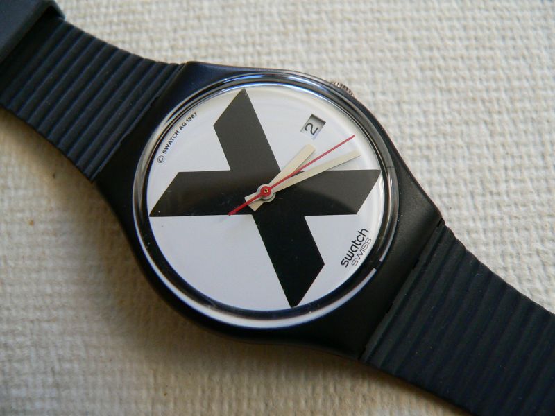 X Rated Swatch 1987 GB406 Vintage Watch Straight Edge