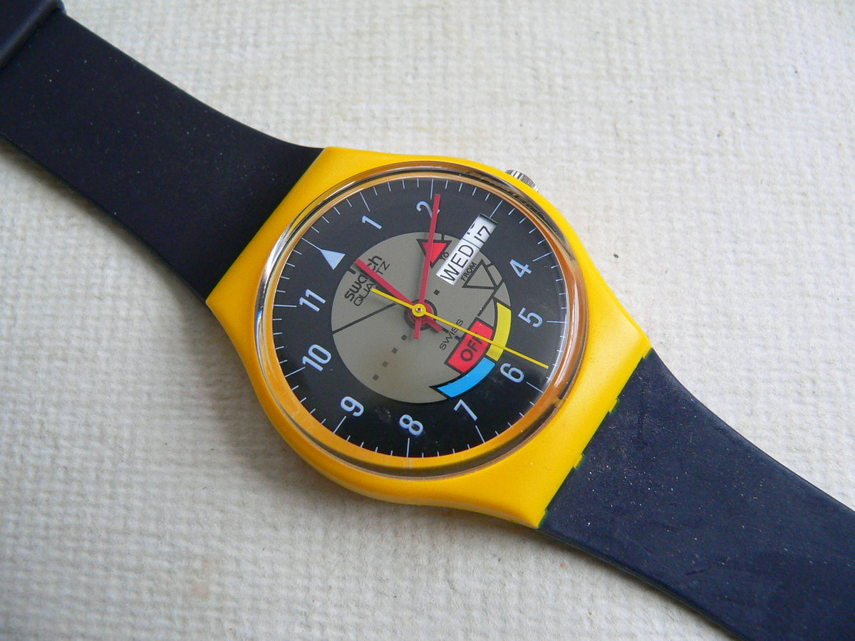 Swatch Yamaha Racer GJ700 1985 ( 1980s ) popular ( 34mm ) Amazing Condition w/ Case